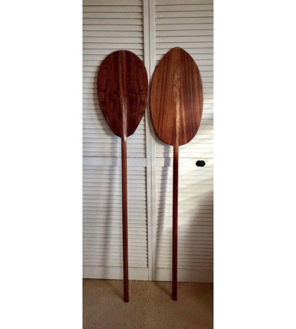 Rare Curly Koa Paddle with Oversized Blade - Hawaiian Outrigger Canoe Paddling