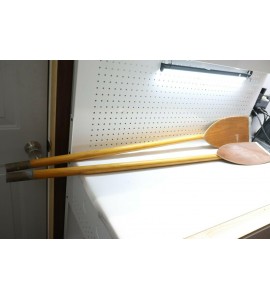 Nice Used Vintage Kayak Paddle FOLBOT 2 Piece Wood W/ Brass Ends - USA 55