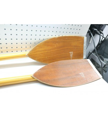 Nice Used Vintage Kayak Paddle FOLBOT 2 Piece Wood W/ Brass Ends - USA 55