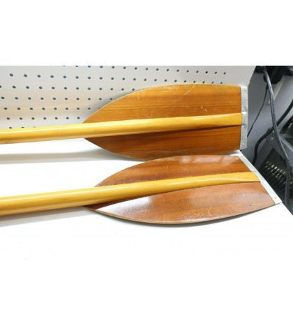 Nice Used Vintage Kayak Paddle FOLBOT 2 Piece Wood W/ Brass Ends - USA 55