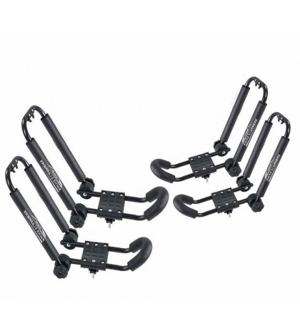 Universal Kayak Rack Rooftop Carrier - Two Pairs set of J-Shape Foldable Carrier