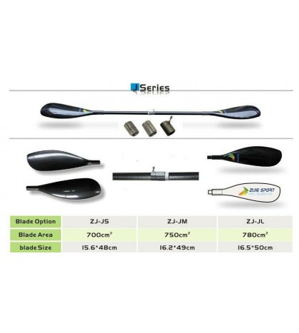 ZJ SPORT Lightweight Carbon Kayak Paddle Gamma Blade Aluminum Adjustor In 650g