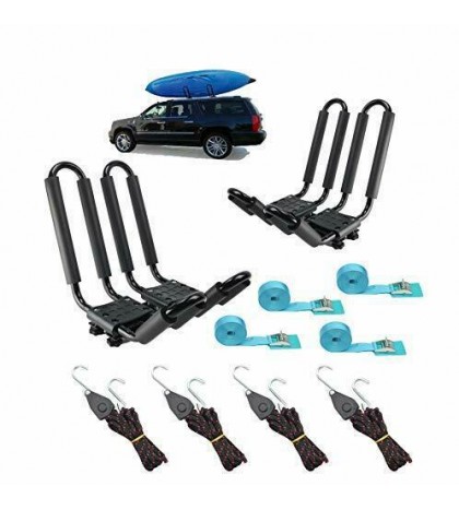2 Pairs Heavy Duty Kayak Rack-Includes 4 Pcs Ratchet Tie-Mount on Car Roof Top