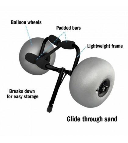 Big Sand Surfer Kayak Cart Big Balloon Tires, 150# Capacity Beach, Ocean, Sand