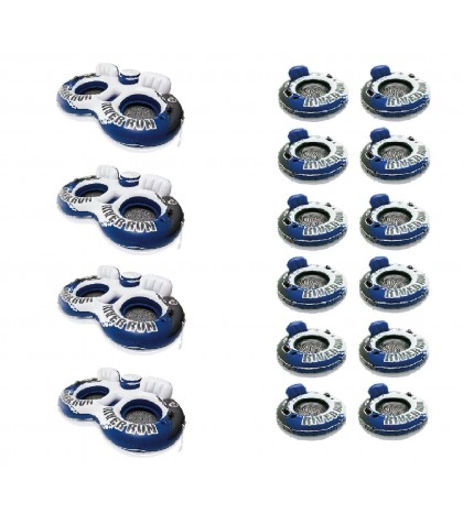 Intex Inflatable Tube w/ Cooler (4 Pack) w/ Intex Inflatable Tube Raft (12 Pack)