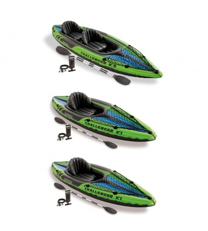 Intex 1-Person Inflatable Kayak (2 Pack) w/ 2-Person Inflatable Kayak w/ pump