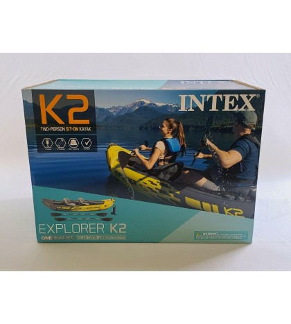 Intex Challenger K2 2 Person Kayak w OARS + PUMP 