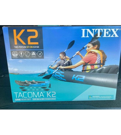 (New Model 2020) Intex Tacoma K2 2-Person Inflatable Kayak (Pump, Paddles,& Bag)