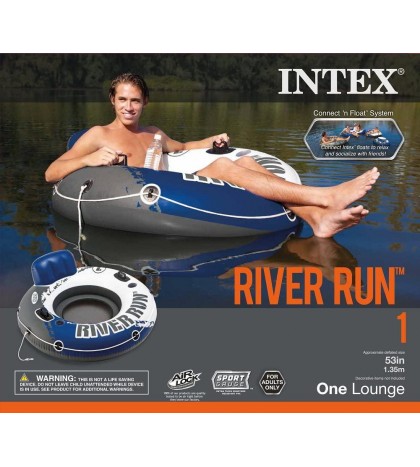 Intex River Run 1 Inflatable Floating Tube Raft for Lake, River, & Pool (3 Pack)