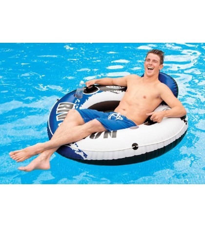 Intex River Run 1 Inflatable Floating Tube Raft for Lake, River, & Pool (3 Pack)