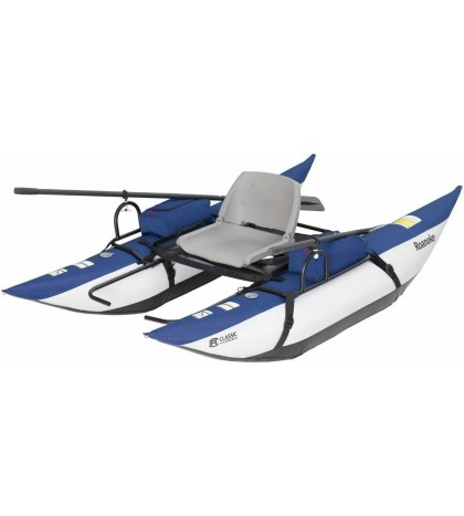 Roanoke 1-Person Pontoon Boat Kayak Canoe Water Sports Pedal Lightweight Oars