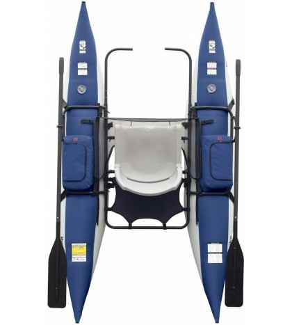 Roanoke 1-Person Pontoon Boat Kayak Canoe Water Sports Pedal Lightweight Oars