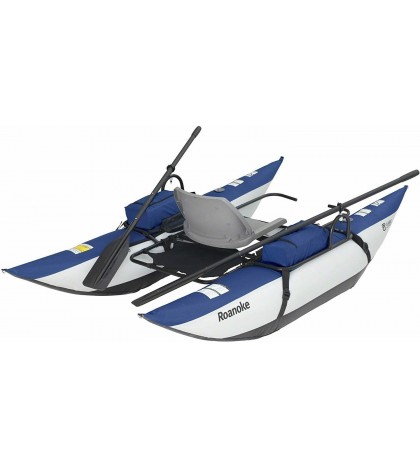 Roanoke 1-Person Pontoon Boat Kayak Canoe Water Sports Pedal Lightweight Oars
