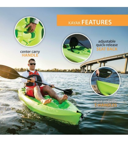 Daylite 8 Ft. Sit On Top Kayak Paddle High Density Polyethylene Construction
