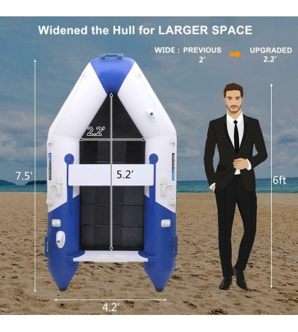 2-Person 7.5 ft Inflatable Boat Raft Fishing Dinghy Tender Pontoon Boat Blue