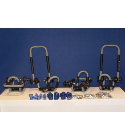 2 Sets Battleship Gray Roof Mounted Folding Kayak J-Style Racks PK-KR FOLD GRAY2