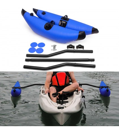 Kayak PVC Inflatable Outrigger Float Boat Fishing Standing Stabilizer Kit w/Rod