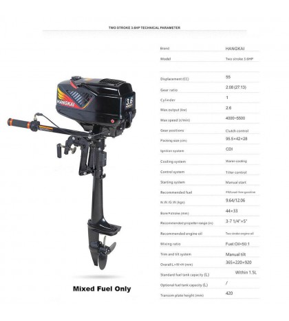 2/4 Stroke 3.5/3.6/4/6.5/7 HP Outboard Motor Boat Engine with Air/water Cooling
