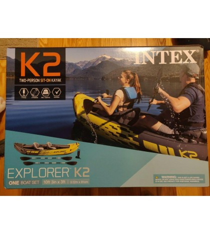 Intex Explorer K2 Kayak 2-Person Inflatable Set w/Oars & Pump SAME DAY SHIPPING!