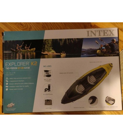 Intex Explorer K2 Kayak 2-Person Inflatable Set w/Oars & Pump SAME DAY SHIPPING!