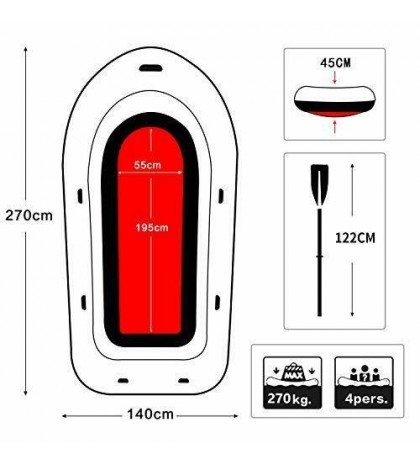 Inflatable Fishing Boat Kayak,3-4 Person Boat with Aluminum Oars