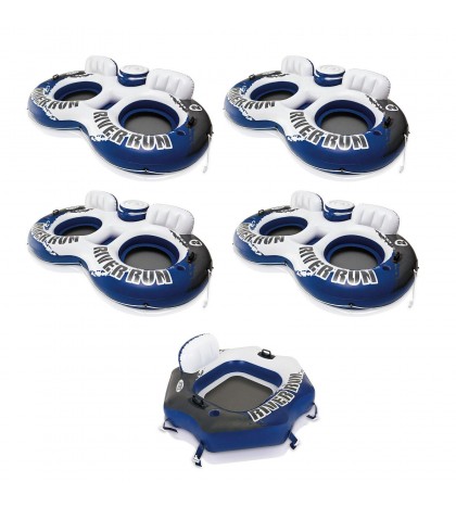 Intex River Run II Inflatable Pool Float w/ Cooler (4 Pack) & Floating Tube