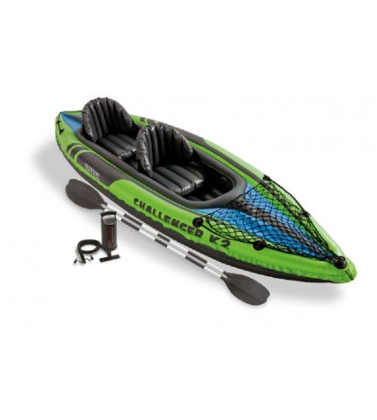 Intex Challenger K2 2-Person Inflatable Sporty Kayak + Oars And Pump | 68306EP