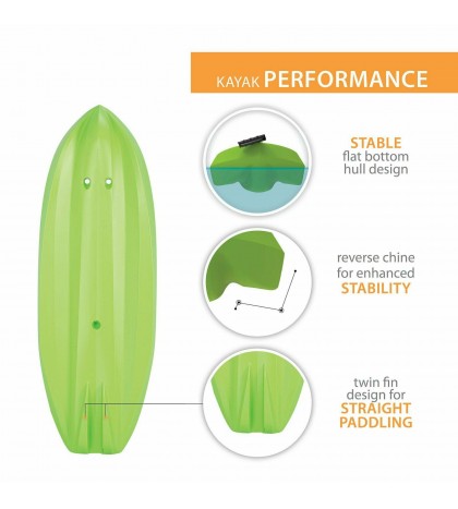 Lifetime Wave 6-Feet Youth Kayak w/ Paddle Outdoor Water Sports Durable, Green