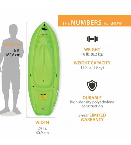 Lifetime Wave 6-Feet Youth Kayak w/ Paddle Outdoor Water Sports Durable, Green