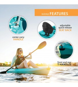 Daylite 8 ft Sit-on-top Kayak Blue (Paddle Included), Outdoor, Fun, Exciting