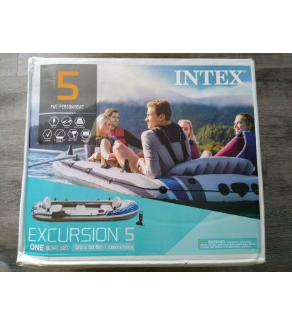 Intex 68325EP Excursion 5 Person Boat Set NEW IN HAND UNOPENED