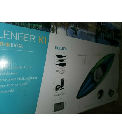 Intex Challenger K1Inflatable Kayak Set with Aluminum Oar and Air Pump Fast Ship