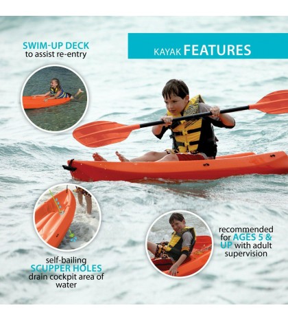 Lifetime Wave 6 ft Youth Kayak (Paddle Included) *FREE SHIPPING* MULTIPLE COLORS