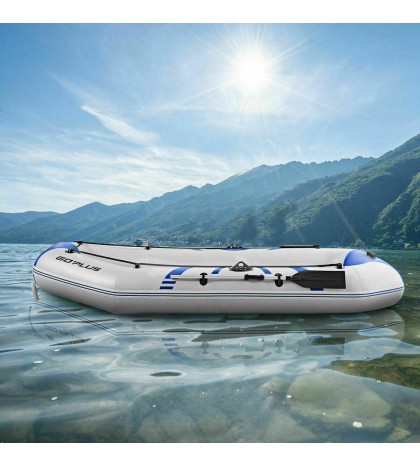Inflatable Fishing Boat for 3-4 Persons w/ Oars and Air Pump Water Sports