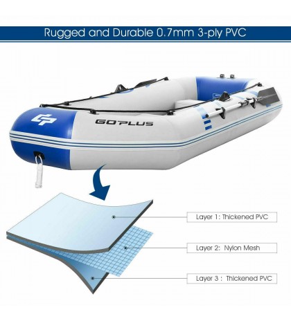 Inflatable Fishing Boat for 3-4 Persons w/ Oars and Air Pump Water Sports