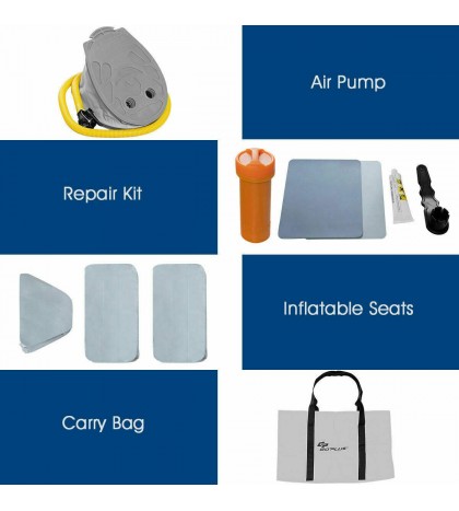 Inflatable Fishing Boat for 3-4 Persons w/ Oars and Air Pump Water Sports