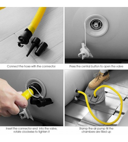 Inflatable Fishing Boat for 3-4 Persons w/ Oars and Air Pump Water Sports