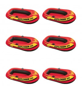 Intex Explorer 200 Inflatable 2 Person Boat Raft Set w/  2 Oars & Pump (6 Pack)