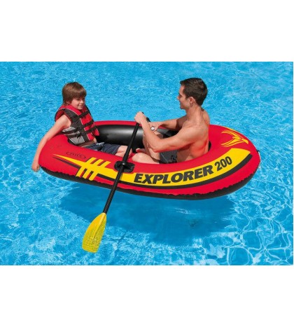 Intex Explorer 200 Inflatable 2 Person Boat Raft Set w/  2 Oars & Pump (6 Pack)