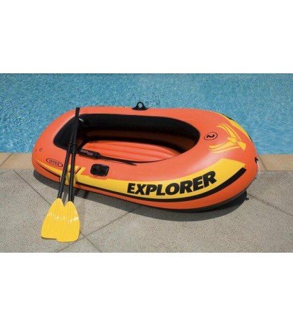 Intex Explorer 200 Inflatable 2 Person Boat Raft Set w/  2 Oars & Pump (6 Pack)