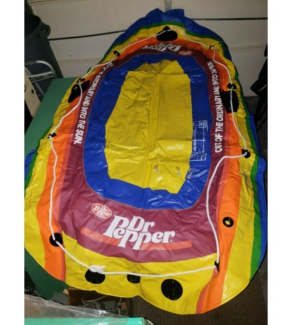 Vintage Sevylor Heavy Duty Dr. Pepper Inflatable Boat NOS w/12v Motor