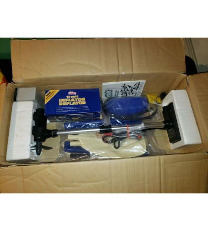 Vintage Sevylor Heavy Duty Dr. Pepper Inflatable Boat NOS w/12v Motor