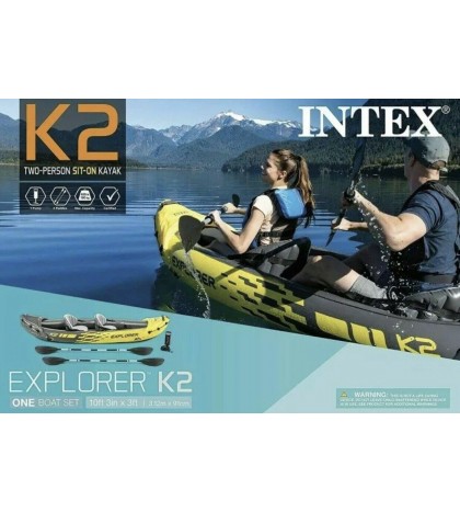 Intex Explorer K2 Kayak 2-Person Inflatable Set w/Oars & Pump 