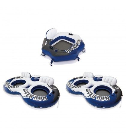 Intex River Run II Inflatable Tube(2) + River Run Connect Lounge Inflatable Tube