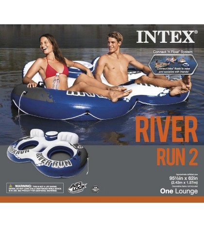 Intex River Run II Inflatable Tube(2) + River Run Connect Lounge Inflatable Tube