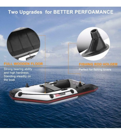 New Inflatable Dinghy Boat 2 Person 7.5ft Fishing Tender Rafting Black Gray