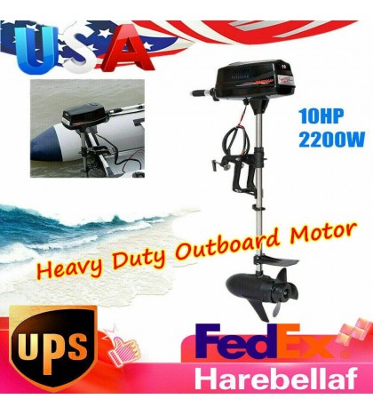 US 10hp Heavy Duty Outboard Motor Boat Engine Brushless Motor Tiller control 60V