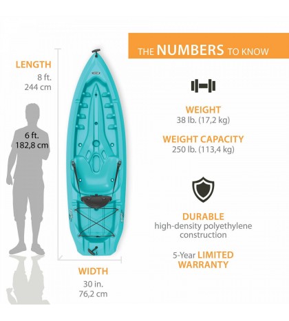 Sit-on-top Kayak 8 Ft Paddle Included Multiple Footrest Positions Backrest