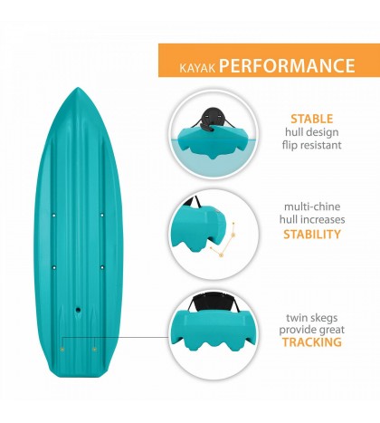 Sit-on-top Kayak 8 Ft Paddle Included Multiple Footrest Positions Backrest