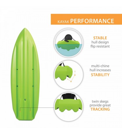 Sit-on-top Kayak 8 Ft Paddle Included Multiple Footrest Positions Backrest